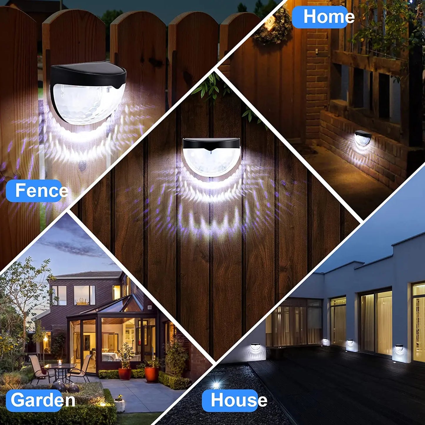 LED Solar Fence Lights, Waterproof Outdoor Wall Lamps, Garden & Patio Decor