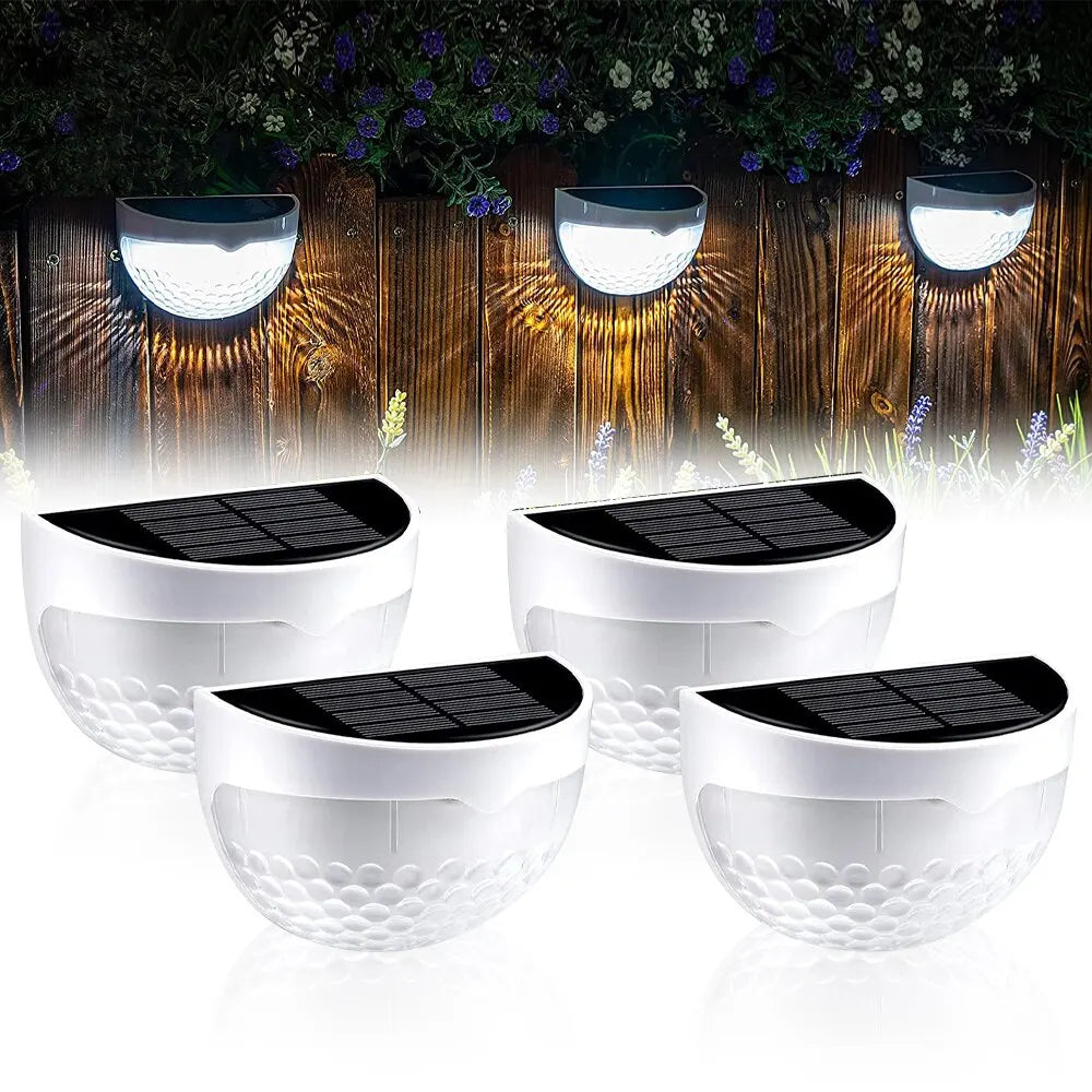 LED Solar Fence Lights, Waterproof Outdoor Wall Lamps, Garden & Patio Decor