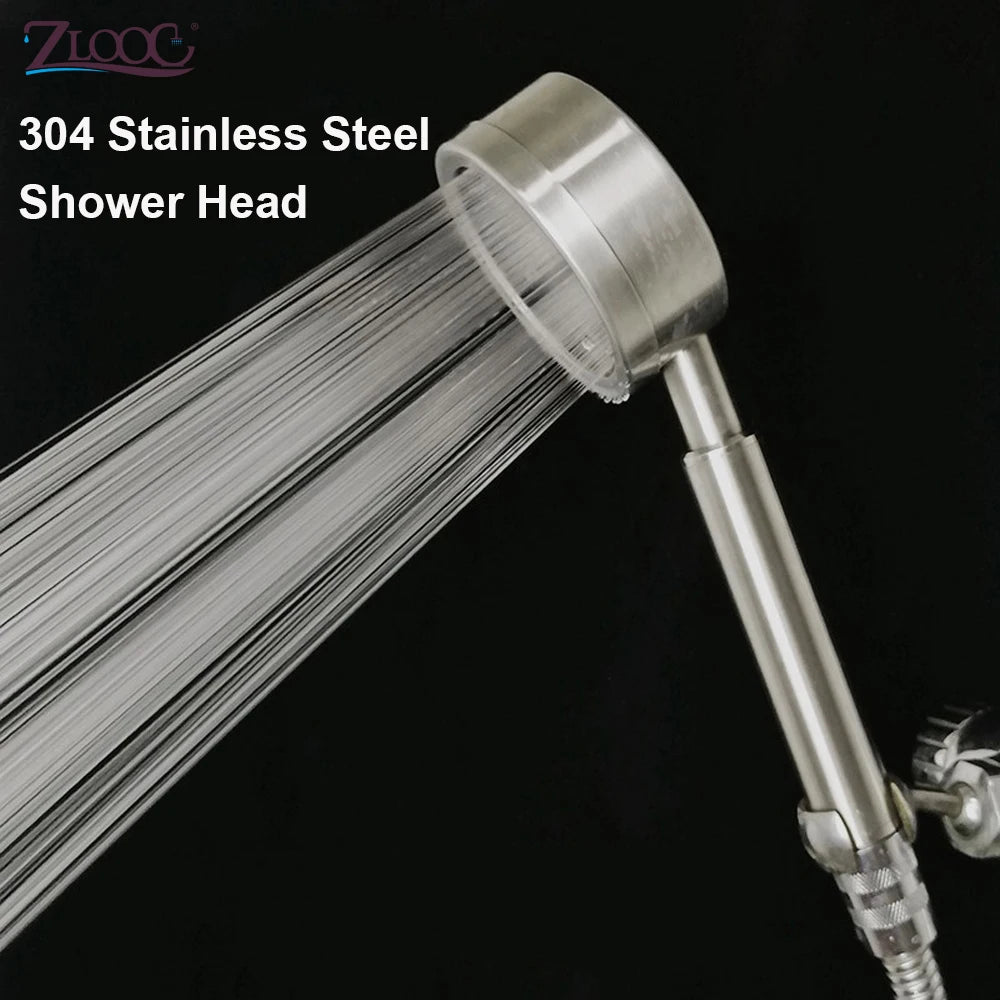 Zloog 304 Stainless Steel Bathroom Shower Head Fall Resistant Durable Handheld High Pressure Shower Rainfall Showerhead