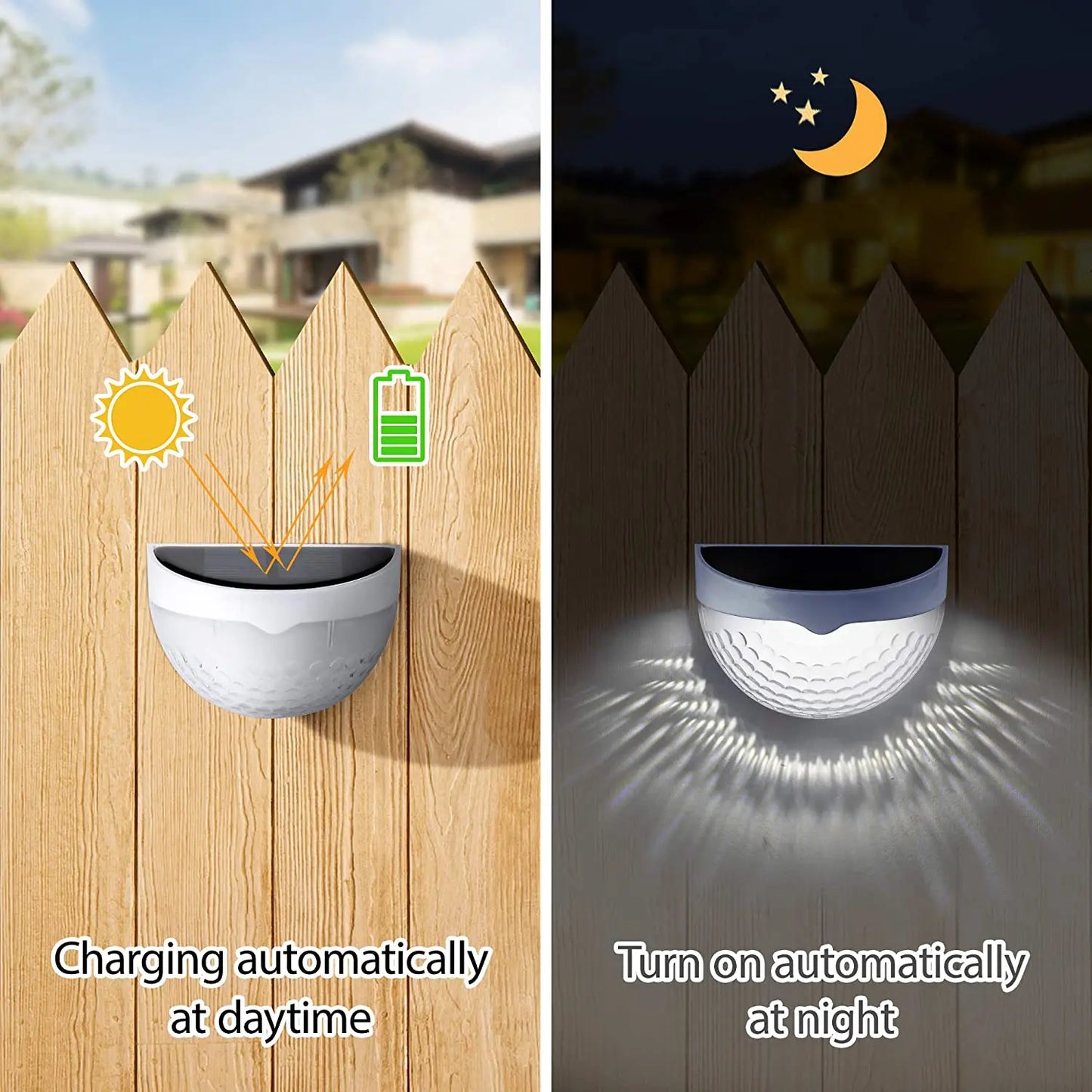 LED Solar Fence Lights, Waterproof Outdoor Wall Lamps, Garden & Patio Decor